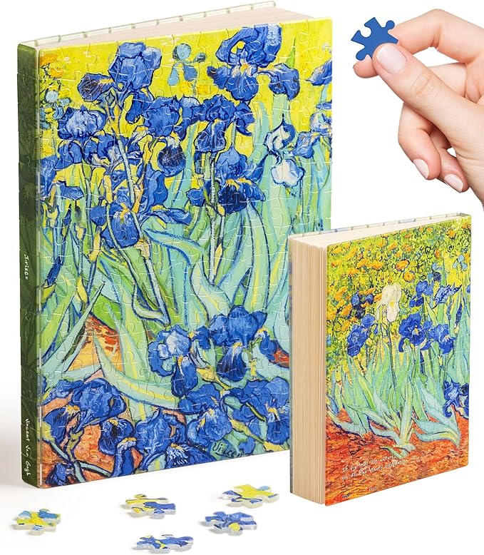 PieceRelax A5 3D Puzzle Journal for Adults, 300 Piece Plastic Jigsaw Book Cover (Includes Notebook) - Van Gogh - Irises, Unique Gift [YA1065]