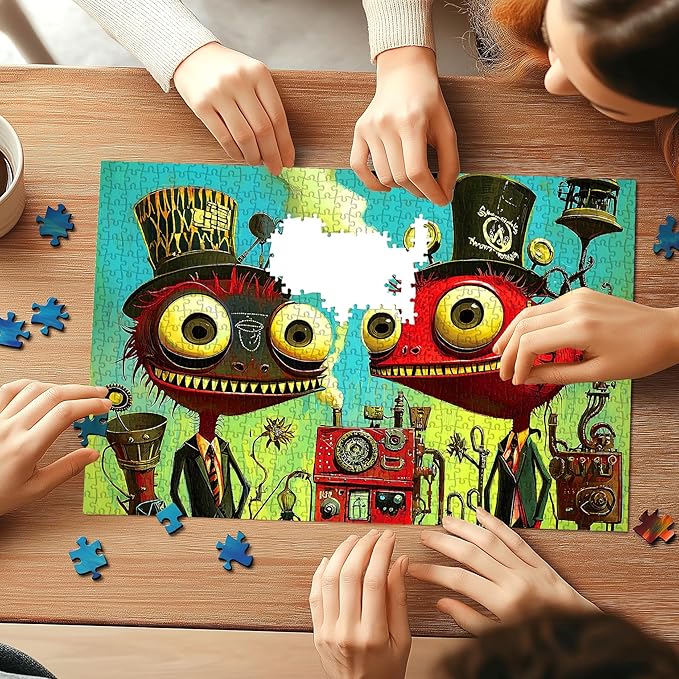 500 Pieces Steampunk Fantasy Characters Jigsaw Puzzle for Adults, Victorian-era Industrial Mechanical Elements, Whimsical Artwork & Brain-Teasing Entertainment