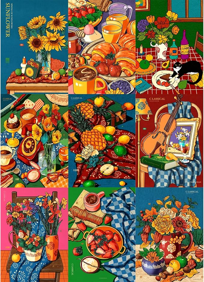 HUADADA Puzzles for Adults 1000 Pieces, 3x3 Grid Illustration Challenge Puzzle, Original llustration 1000 piece Puzzle for Adults ‌Family Interactive Game Gift