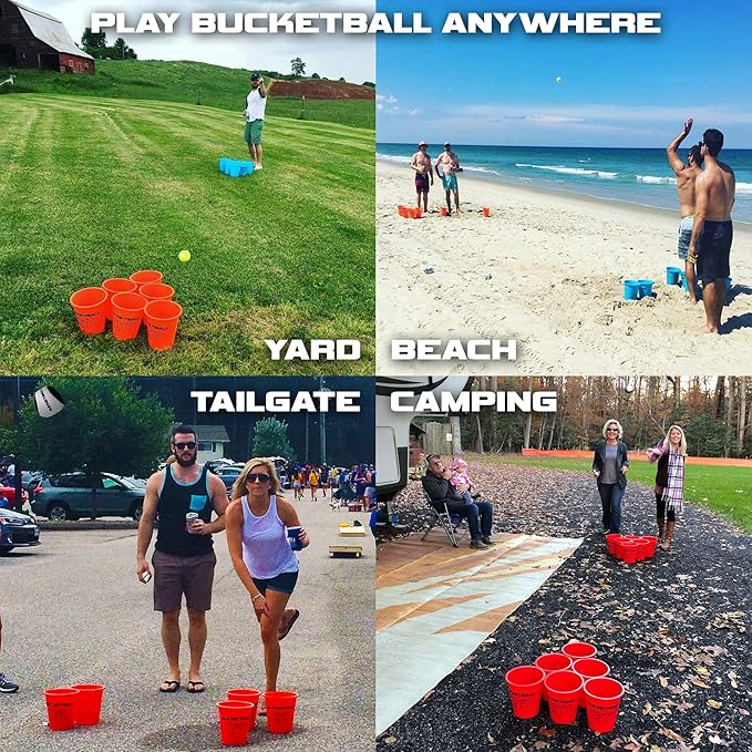 BucketBall - Rainbow Edition - Combo Pack - Ultimate Beach, Pool, Yard, Camping, Tailgate, BBQ, Lawn, Wedding, Events, Water, Indoor, Outdoor Game Toy for Adults, Boys, Girls, Teens, Family