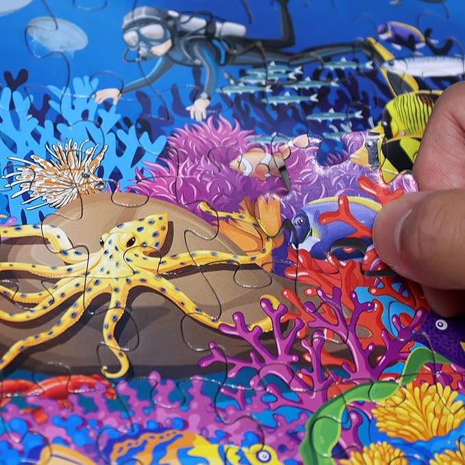 Think2Master Colorful Ocean Life 500 Pieces with Large Pieces Jigsaw Puzzle for 13+, Seniors, Adults & Families. Great Gift for stimulating Learning About Coral Reefs. Size: 26.8” X 18.9”
