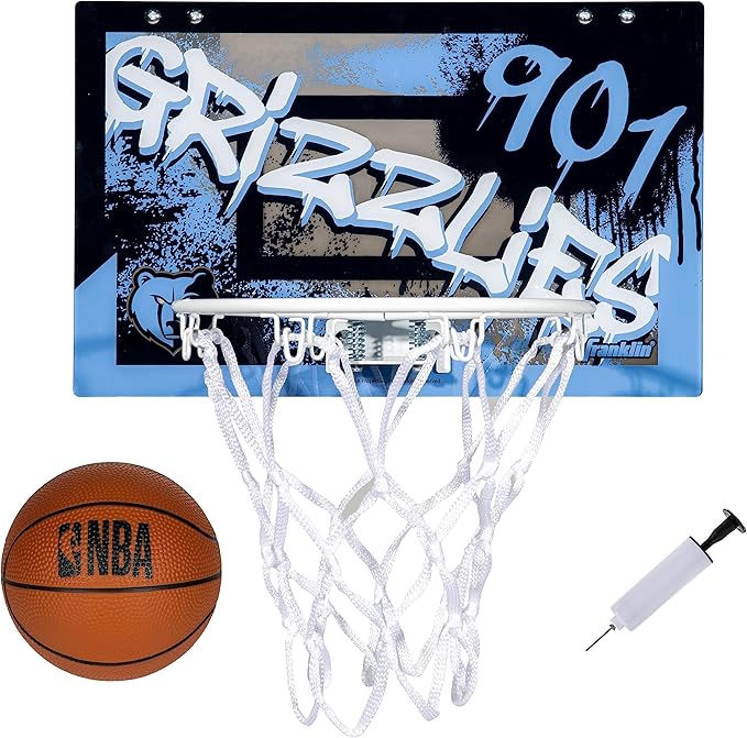 Franklin Sports NBA Team Over the Door Basketball Hoops - Kids Indoor Mini Basketball Hoop + Ball Set - NBA Fan Mini Hoops