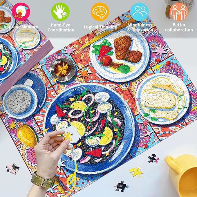 HUADADA Puzzles for Adults 1000 Pieces,Seafood Risotto Jigsaw Puzzles 1000 Piece Puzzle for Adults Family Interactive Game Gift