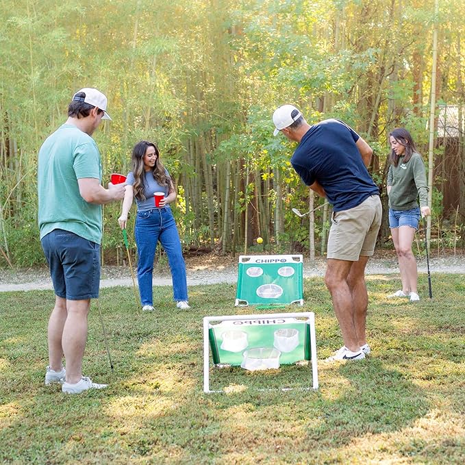 Chippo GO Portable Backyard Golf Chipping Game Set – Lawn, Beach & Tailgate Chip & Toss 2-in-1 Golf Game (2 Targets, Mats, Foam Balls, Chippo Sacks, Carry Bag) – Fun Outdoor Game for Families