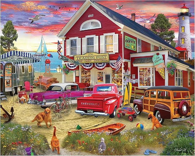 White Mountain 1000 Piece Jigsaw Puzzle Retro Coastal Storefront Puzzles with Large Pieces for Adults and Family 24"x30" - The Trading Post