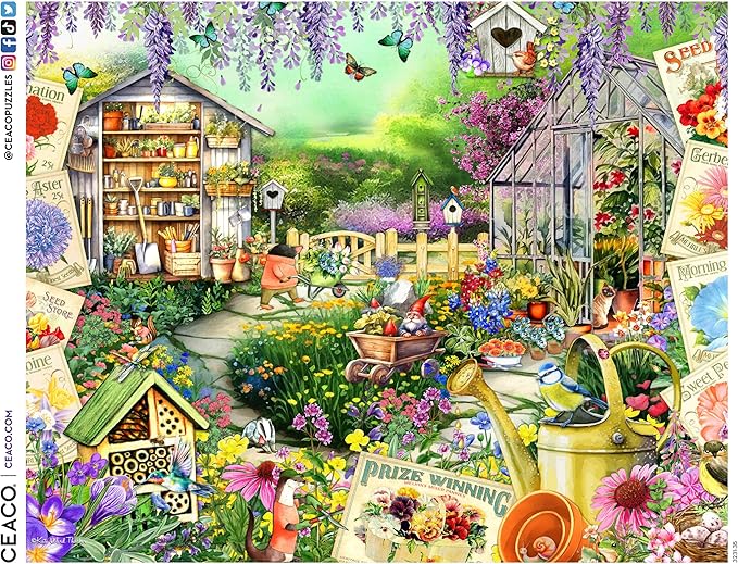 Ceaco - EZ2Hold - Kate Ward Thacker - Animal Garden Party - 1000 Piece Jigsaw Puzzle for Adults - Challenging Puzzle Perfect for Game Nights - Finished Size is 30 x 24