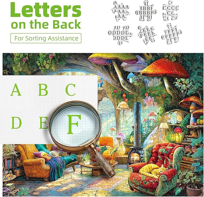 Fantasy Mushroom Living 1000 Piece Puzzle for Adults, Fun Puzzles for Adults 1000 Pieces with HD Print & Poster, 27.5 * 19.7 in Dust Free, for Gifts Halloween Christmas Family Games Lovers