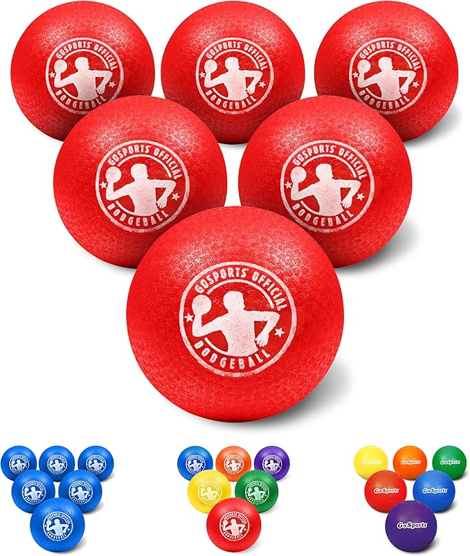 GoSports Inflatable Dodgeballs - Choose 5 Inch or 7 Inch No Sting Balls - Set of 6 Includes Ball Pump & Mesh Bag