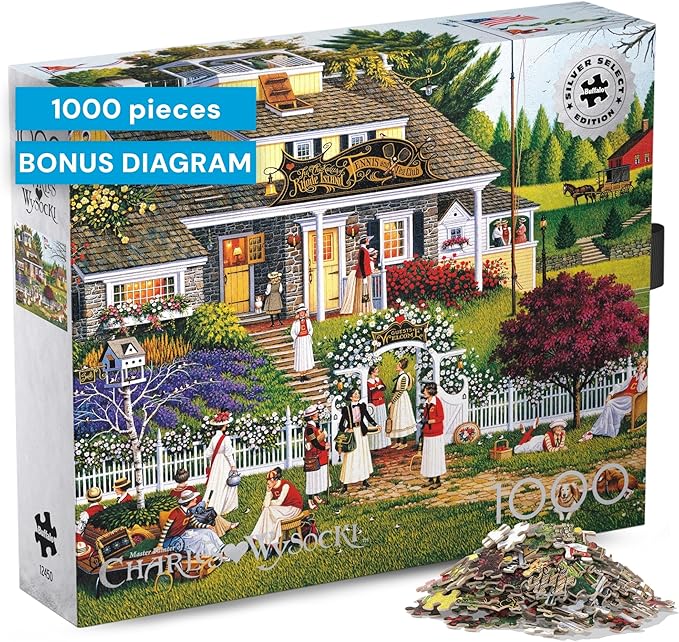 Buffalo Games - Puzzles for Adults 1000 Pieces Charles Wysocki's Love Jigsaw Puzzle, Silver Select Premium Giftable Box with Foil Accents