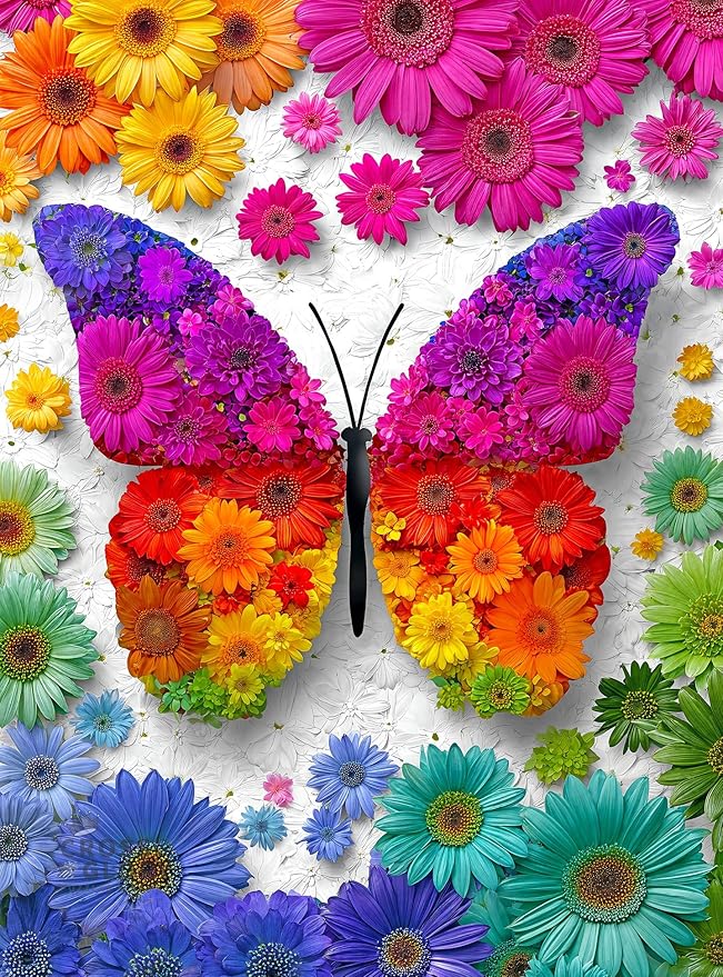 Cross & Glory - 1000 Piece Jigsaw Puzzle for Adults |Bloomtastic Butterfly| Colourful Floral Butterfly Puzzle | 20x27 Inches | Flower Puzzle