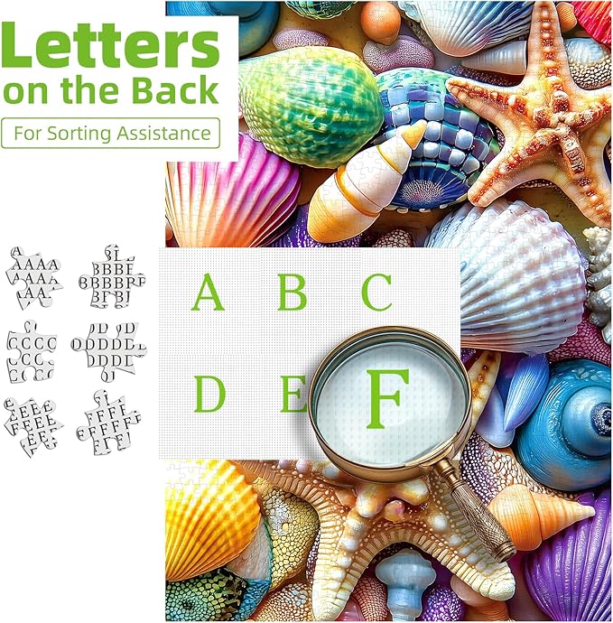Blueforest 500 Piece Jigsaw Puzzle for Adults - Ocean Seashells & Starfish Theme, Challenging Puzzles with Vibrant Colors, Premium Cardboard for Stress Relief & Home Decor