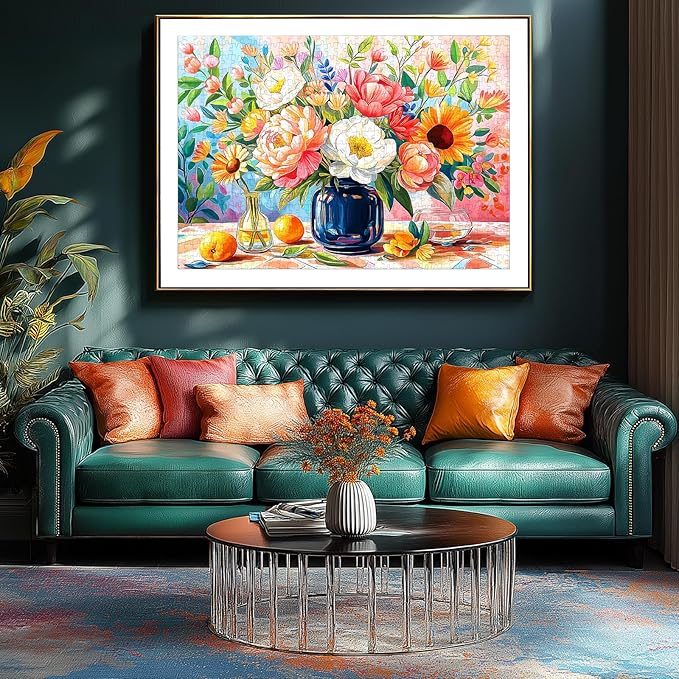 Pretty Flower Jigsaw Puzzle 500 Pieces for Adults, Colorful Floral Still Life Art Puzzle, Premium Thick Cardboard with Tight Interlocking, Ideal for Stress Relief, Home Decor