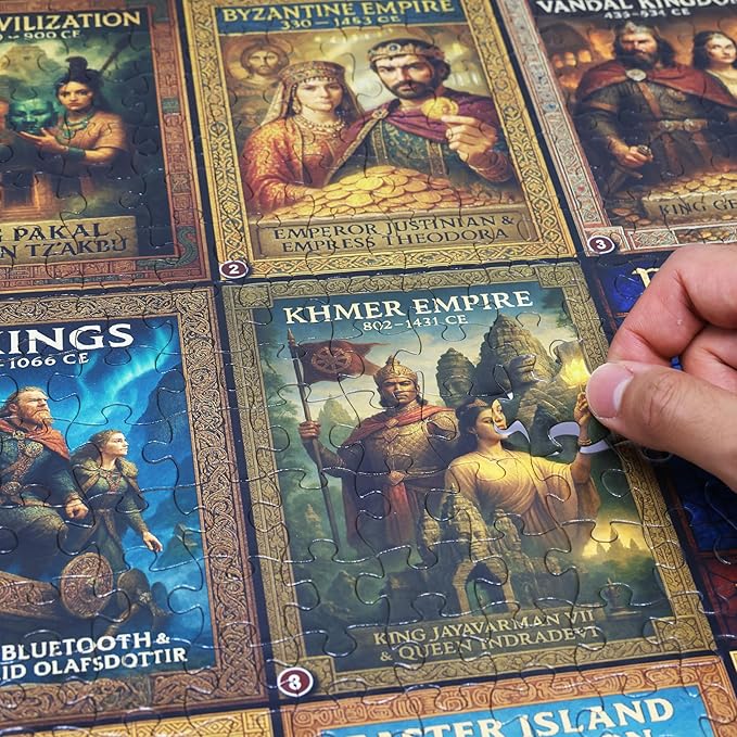 Think2Master Colorful Post Classical Civilization 500 Pieces Large Format Jigsaw Puzzle: 13+, Teens, Adults & Families. Great Gift with Historical Timeline & World Map. Size: 26.8” X 18.9”