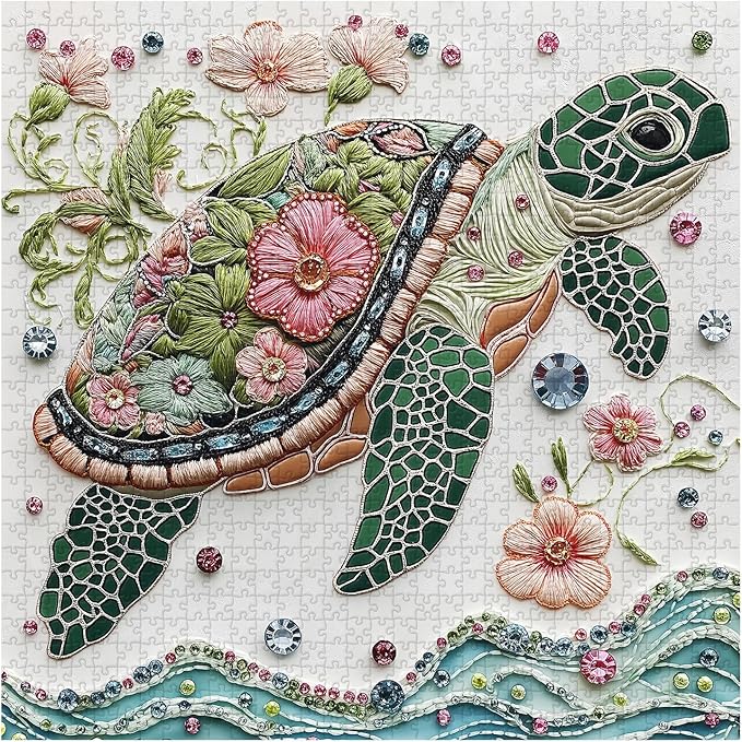 Sea Turtle 1000 Piece Puzzle for Adults, PICKFORU Wave Spirit Jigsaw Puzzle 1000 Pieces, Nature Animal Art Puzzles as Home Decor