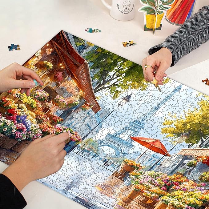 Bimkole Eiffel Tower Puzzles for Adults 1000 Pieces, Flower Paper Jigsaw Puzzle 1000 Pieces - Fun and Challenging Family Decoration Puzzle Great Gift Idea, Finished Size is 31.5 x 16.14 in