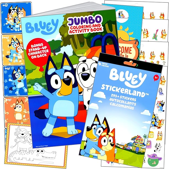 Bendon Bluey Coloring Activity Set with Bluey Stickers, Coloring Book, Reward Sticker Set, and More