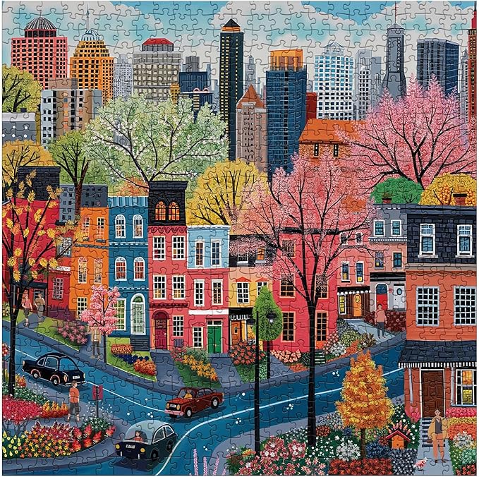 Colorful Street Scene Puzzles for Adults 1000 Pieces Nature, Pretty Landscape Flower Art Jigsaw Puzzles, Impossible Hard Difficult Challenging Puzzle