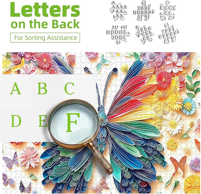 Butterfly Puzzles for Adults 500 Pieces, Colorful Paper Art Flower Butterfly Jigsaw Puzzles Challenging for Family Fun Party Game Gifts Decoration (20 x 20 Inch)