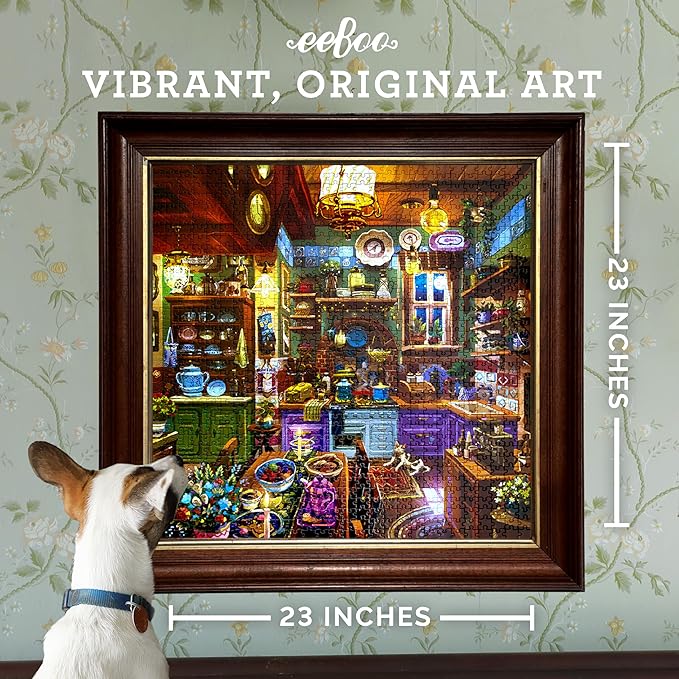 eeBoo 1000 Piece Puzzle - Midnight Kitchen Jigsaw Puzzle for Adults, Square 23" x 23" Made with Recycled Board & Vegetable-Based Ink