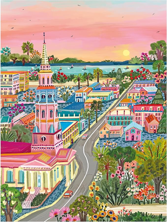 RoseArt - Millie Illustrates - Charleston South Carolina 300 Piece Jigsaw Puzzle, Colorful Modern Travel Art Illustrated Puzzles for Adults