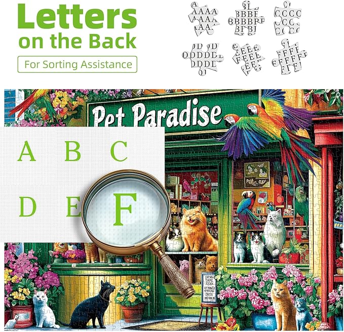 MINIWAN 500 Piece Puzzles for Adults - Pet Paradise Cat Parrot Jigsaw Puzzle, 23x15 Inches with Unique Shaped Pieces for Relaxation & Home Decor