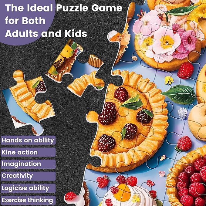 300 Piece Puzzles for Adults, Jigsaw Puzzles 300 Pieces for Adult Delicious Pie Dessert Puzzle for Adults 300 Pieces Recycled Cardboard Jigsaw Puzzles Challenging Game Birthday Party Gift