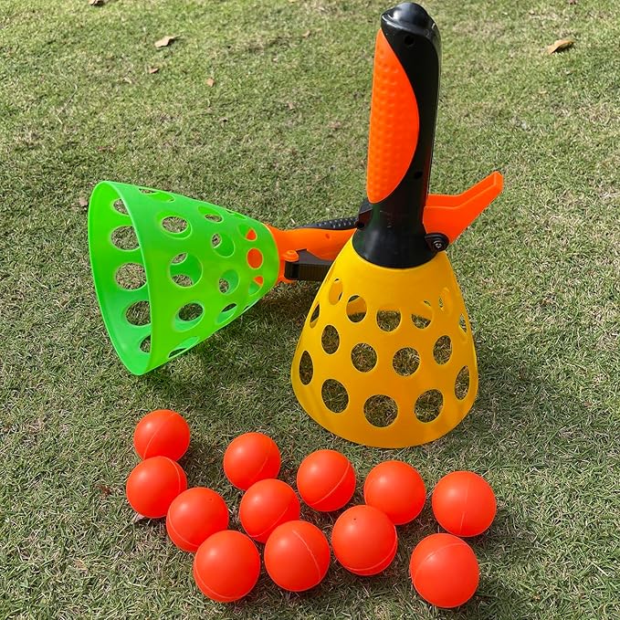 catch ball game for kids, Outdoor Indoor Games, Pop and Catch Ball Family Games with 2 Launcher Baskets and 12 Balls, Summer Beach Yard Sport Birthday Party Gifts Toys Ages 4 5 6 8 12+ Years Old