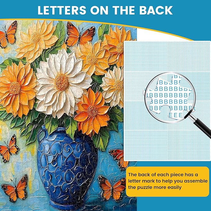 Puzzles for Adults 1000 Pieces,1000 Piece Puzzle Vase with Beautiful Flowers Jigsaw Puzzles 1000 Pieces Adult Puzzles Games Unique Cool Puzzle Challenging Family Game Great Gift Idea 28x20 in