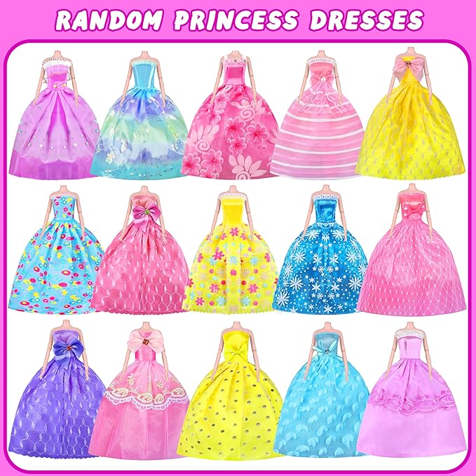 MINIFUN 75 Pcs Doll Scooter Set, Doll Clothes and Accessories, Doll Playset Dress up Toys for Girls Kids Toddlers, Gift Toys for Age 3 4 5 6 7 8
