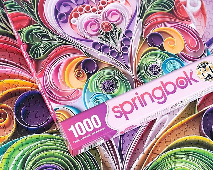 Springbok Paper Hearts 1000 Piece Puzzle for Adults - Features a Beautiful Cut Paper Heart Arrangment