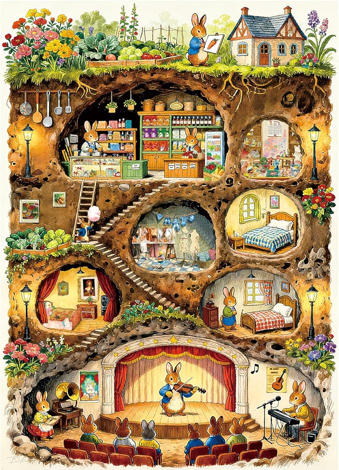 HUADADA Puzzles for Adults 1000 Pieces-Family Jigsaws Puzzles Game 1000 Piece Jigsaw Puzzles for Adults Gift-Rabbit House