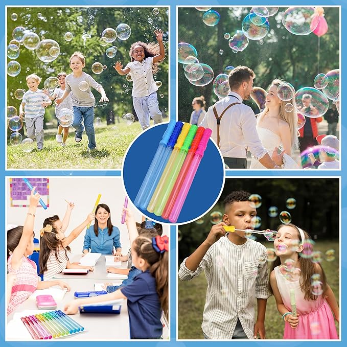 JOYIN 48 PCS 14.6’’ Big Bubble Wands for Kids, Bubble Wand with Refill Solution for Summer Toy Party Favor, Outdoors Toy Activity, Easter Basket Stuffers, Birthday Gift