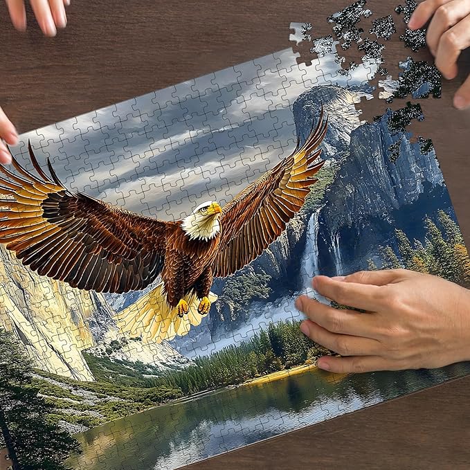 Puzzles for Adults 500 Pieces, Eagle Jigsaw Puzzles - Eagle Park, Impossible Eagles Puzzle, Finished Size 20.47 * 14.96”, with 1:1 Poster, Letter on The Back