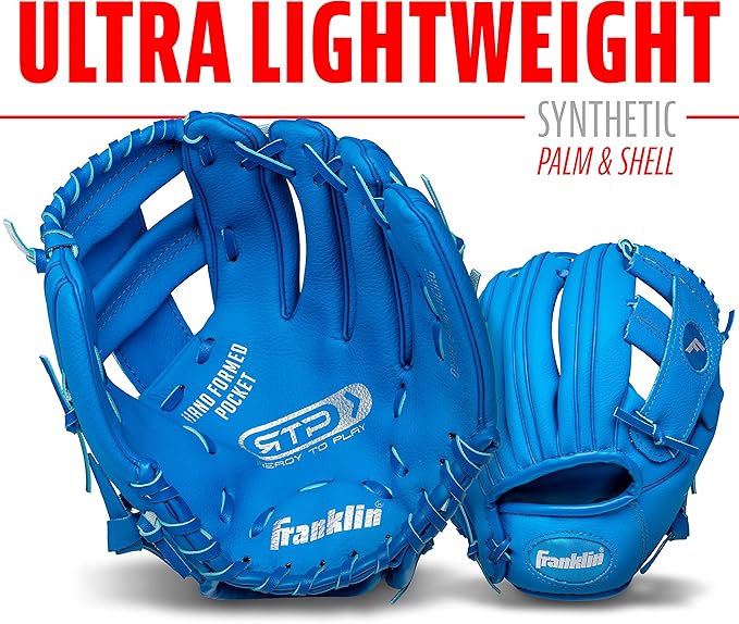 Franklin Sports Kids Baseball Gloves - RTP Youth Teeball Glove + Ball Set - Boys + Girls Teeball Mitt - Kids + Toddlers - 9.5"