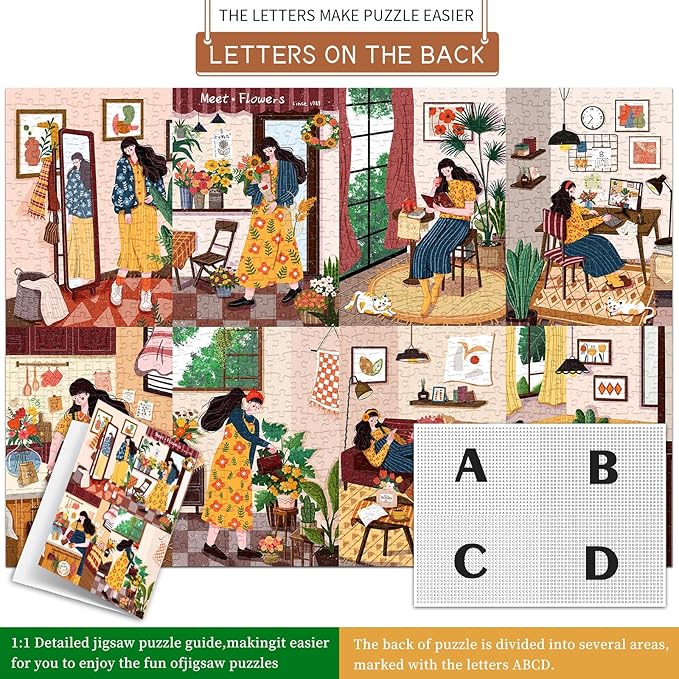 1000 Piece Puzzles for Adults,Relaxing Day Jigsaw Puzzle 1000 Pieces for Adults Seniors,Challenging Family Games Holiday Party Gifts -1:1 Poster Interlock Perfectly Letter on Back