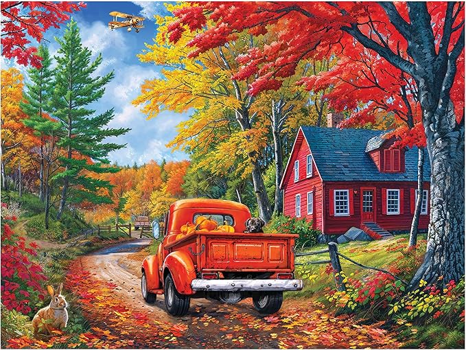 RoseArt - Kodak - Maine Road 350 Piece Jigsaw Puzzle, Scenic Autumn Landscape Puzzle for Adults