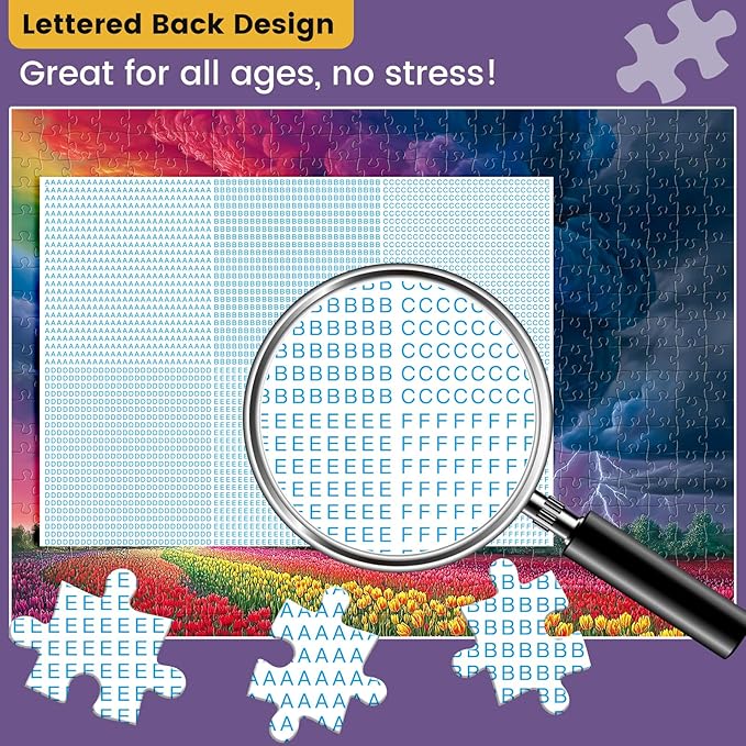 500 Piece Puzzle for Adults,Colorful Flower Puzzle for Adults Seniors,Rainchbow Tornado Jigsaw Puzzle with Letters on Back,Challenging Unique Family Game Gifts for Friends Men Women Seniors,20.5*15In