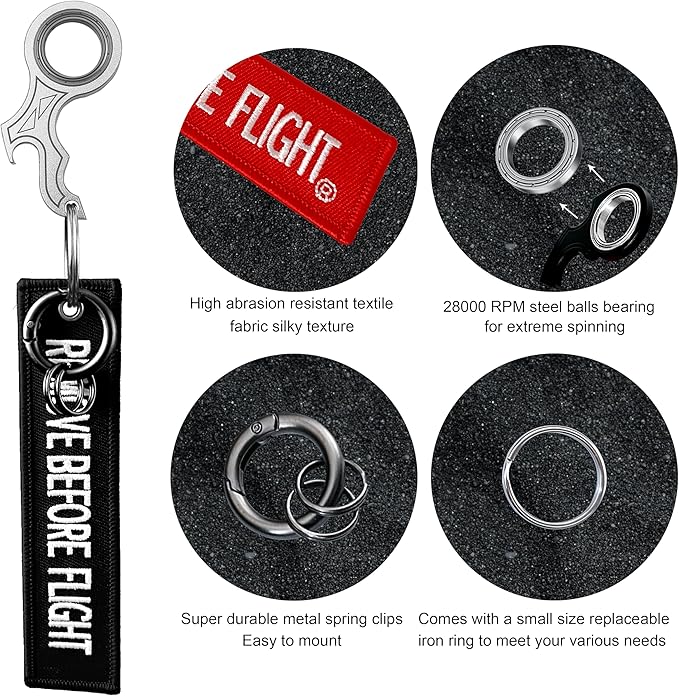 LENCLE Keychain Spinner Set,Fidget Toy,Full Metal Spinning Keychain Fidget with Tag for Motorcycles,Backpacks,and Men's Gifts