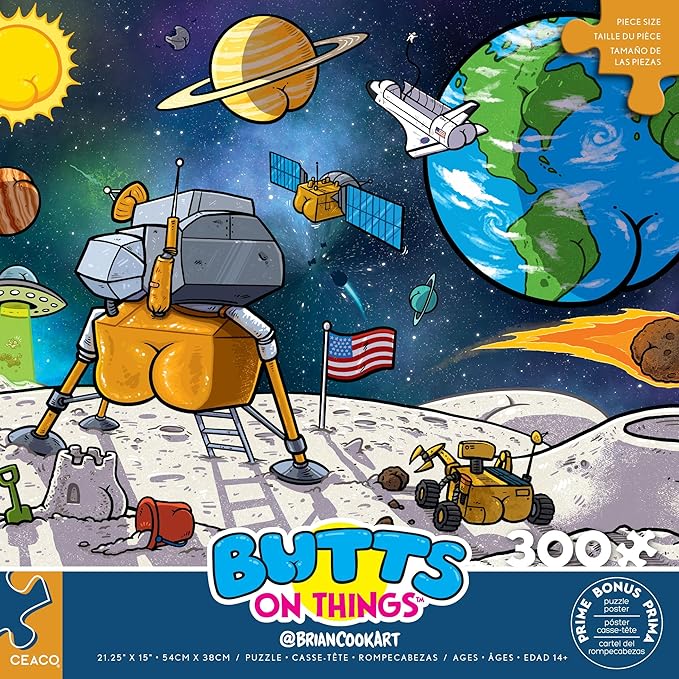 Ceaco - Brian Cook - Butts in Space - Large Piece Jigsaw Puzzle - Relaxing and Fun Activity for Adults