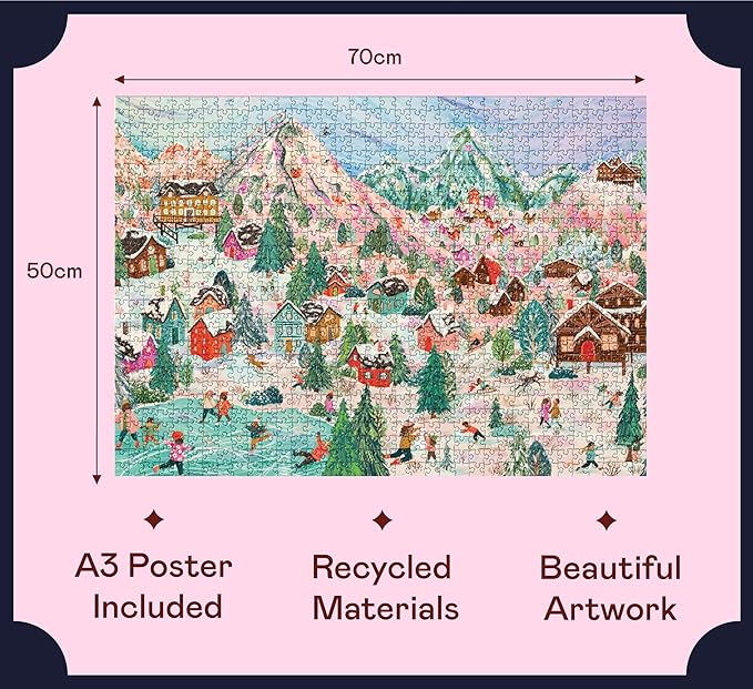 Elena Essex Chirstmas Puzzles for Adults 1000 Pieces - Alpine Holiday | Chirstmas Jigsaw Puzzles | 1000 Piece Puzzle | Fun Family Thanksgiving Landscape Puzzle | Size 20x28 inches