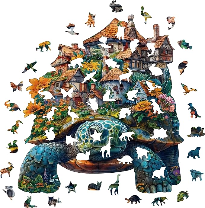 Wooden Puzzles for Adults, Turtle Wooden Puzzles 200 Pieces, Irregular Animals Fun Puzzles for Adults