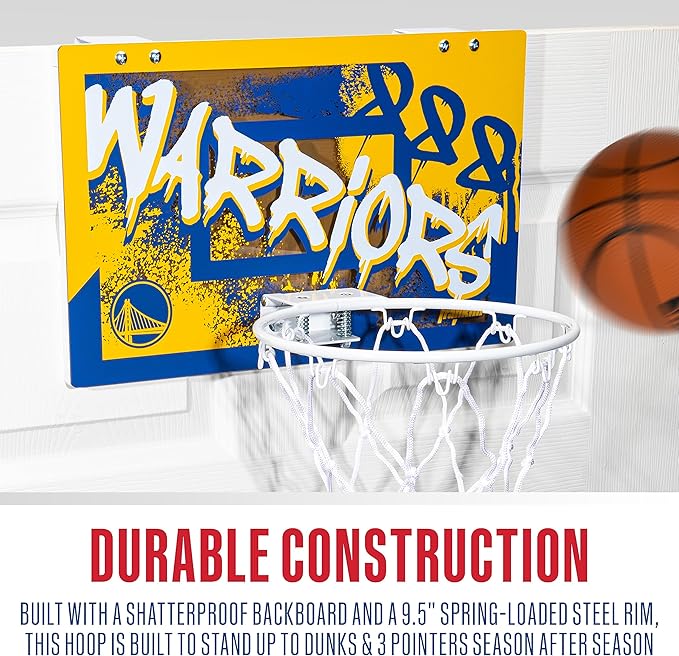 Franklin Sports NBA Team Over the Door Basketball Hoops - Kids Indoor Mini Basketball Hoop + Ball Set - NBA Fan Mini Hoops