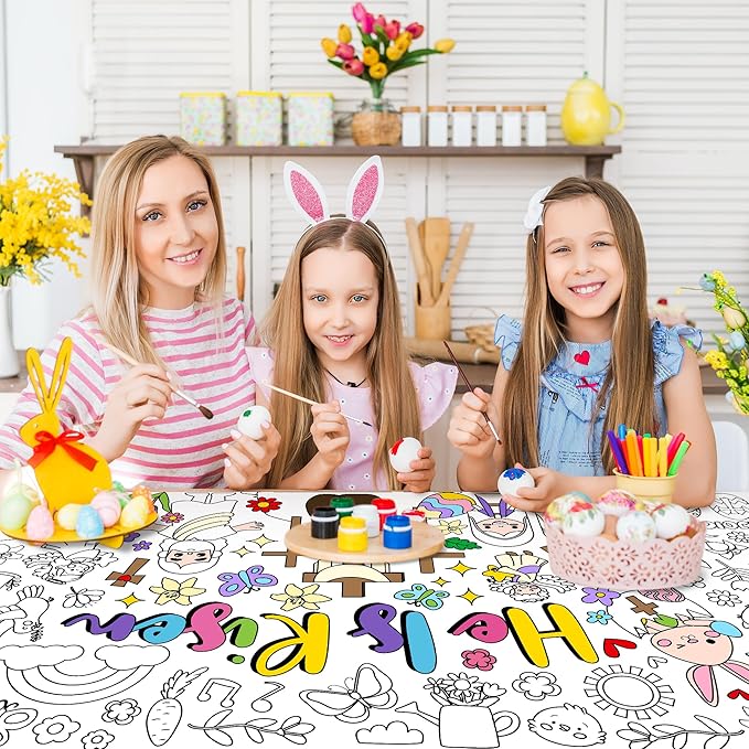 Easter He is Risen Giant Coloring Poster for Kids Huge Religious Theme Blank Paper Banner Large Coloring Table Cover for Classroom Home Party DIY Art Craft Activity Supplies Favor 55 x 23.6 in