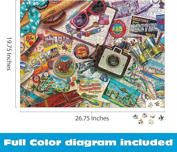 Ceaco - 1000 Piece Aimee Stewart Vintage USA Travel Jigsaw Puzzle Challenging and Colorful Puzzle for Adults – Precision-Cut Pieces, Beautiful Artwork, and Hours of Relaxing Fun