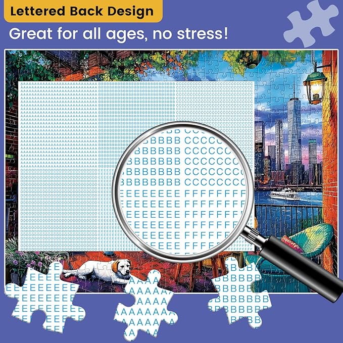 500 Piece Puzzle for Adult,Balcony Sunset Landscape Puzzle for Adult Senior,City Bridge Jigsaw Puzzle with Letters on Back,No Dust,Challenging Family Game Gifts for Friends Men Women Seniors,20.5*15In