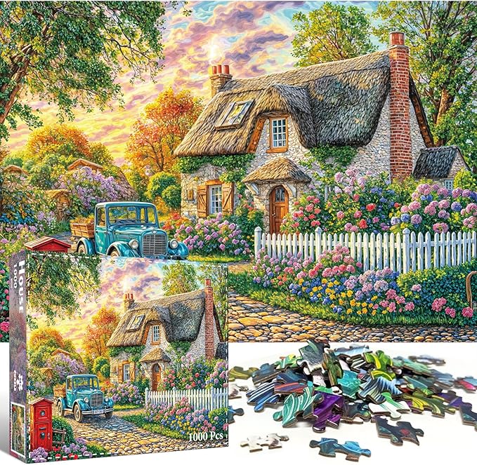 1000 Piece Puzzle for Adults, House Jigsaw Puzzle, Impossible Hard Difficult Challenging Puzzles for Adults 1000 Pieces, Home Decoration Puzzle, Interlock Perfectly No Dust