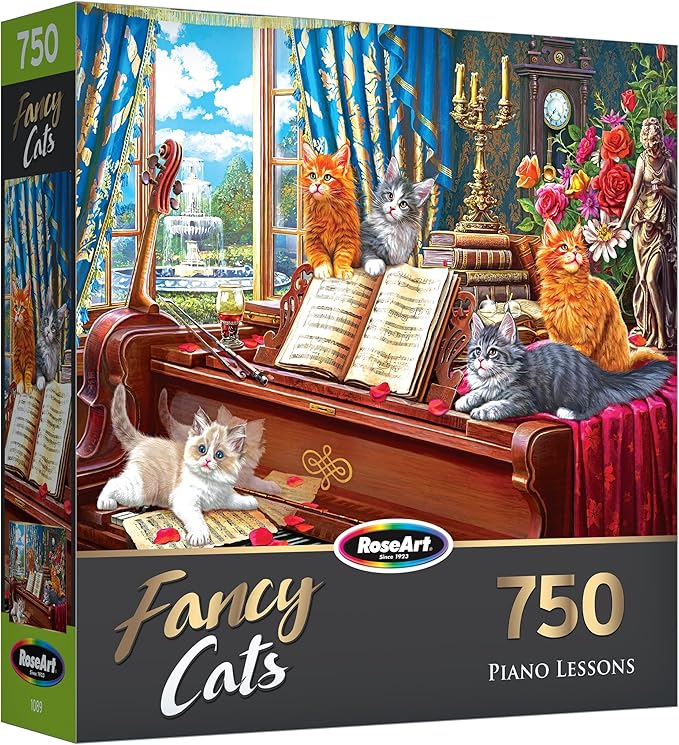 RoseArt - Fancy Cats - Piano Lessons - 750 Piece Jigsaw Puzzle for Adults