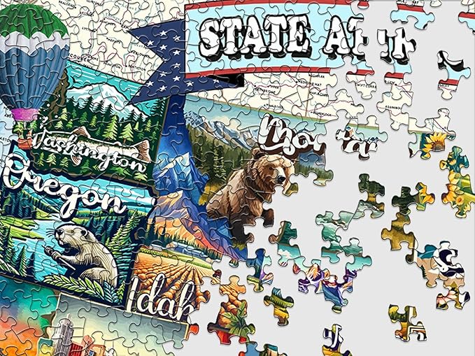 Springbok All American Attractions 1000 Piece Jigsaw Puzzle for Adults - Map of USA - Unique Cut Pieces - Made in USA