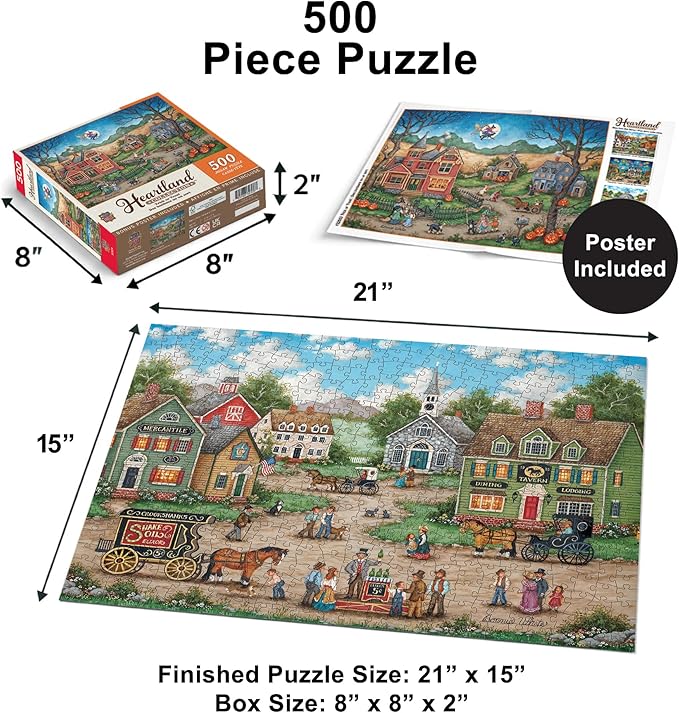 MasterPieces Halloween Jigsaw Puzzle 500 Pieces - Trick or Treat Scene - 15"x21" - Adults & Family - Folk Art by Bonnie White