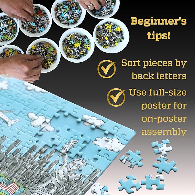 1000 Piece Puzzle for Adults & Kids - Funny Cats & Dogs USA Map Puzzle, Gift-Ready Box, Letters on Back, 8 Jigsaw Puzzle Saver Sheets & Full-Size Poster by GERJATO - Fun Educational Gift for All Ages